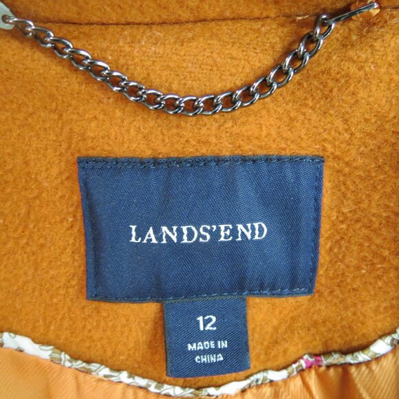 Lands' End Orange Long Wool and Cashmere Coat - Picture 9 of 9